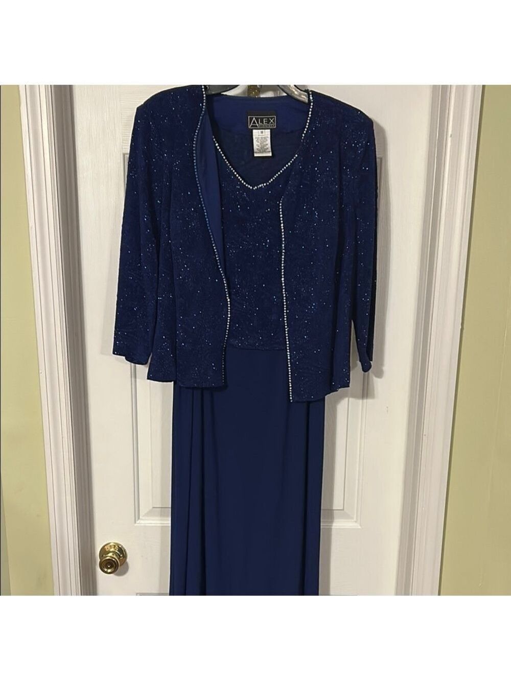 Alex Evenings Blue Sequin Dress and Jacket Set. Size 18. Good condition.